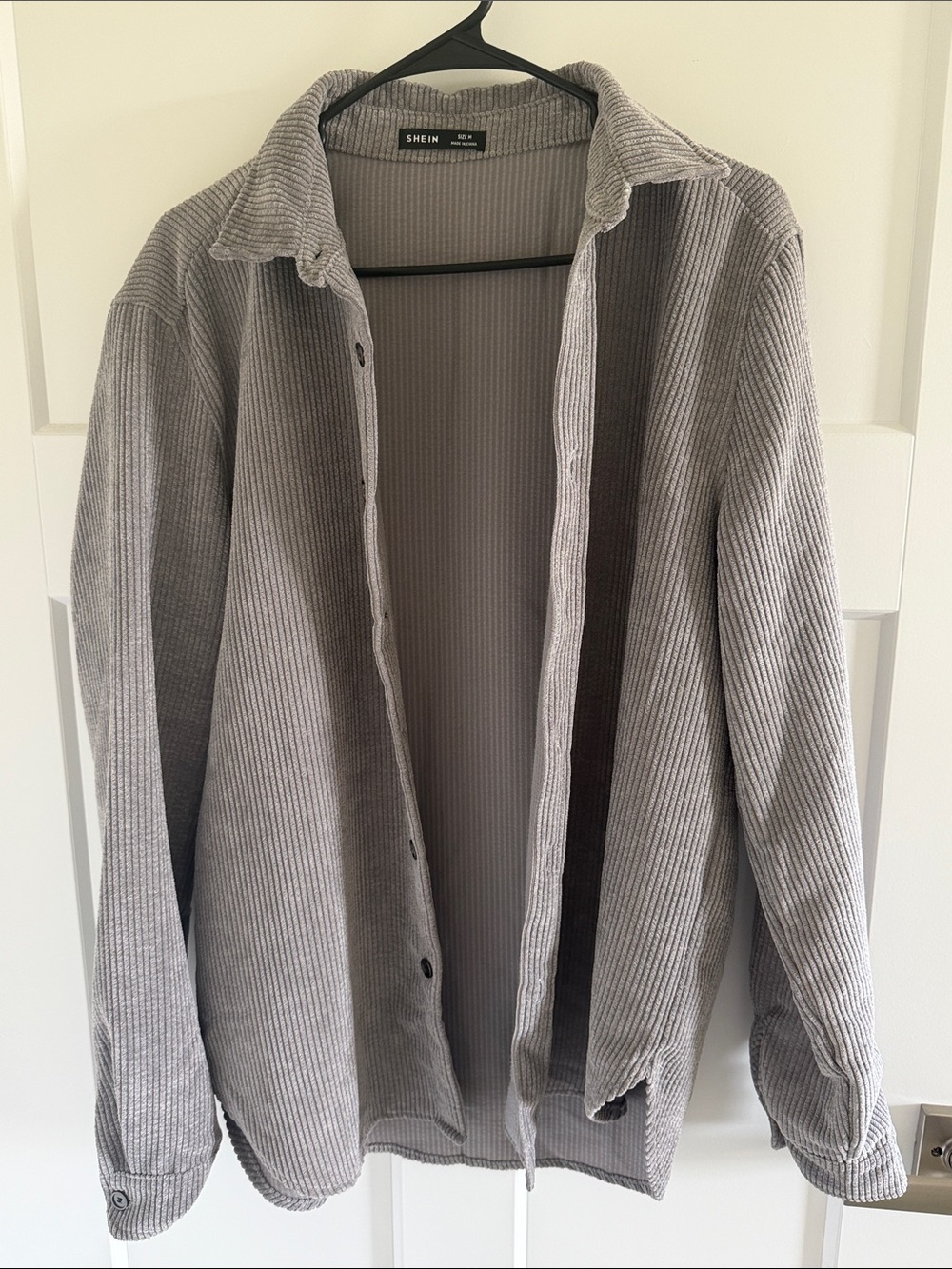 SHEIN Men's Light Gray Corduroy Shirt Jacket